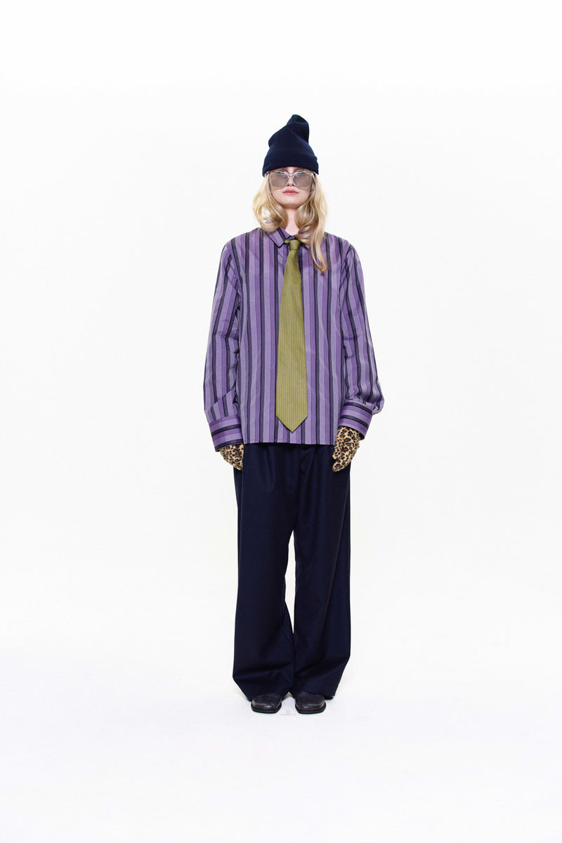 "ARI" PURPLE STRIPE BUTTON UP SHIRT