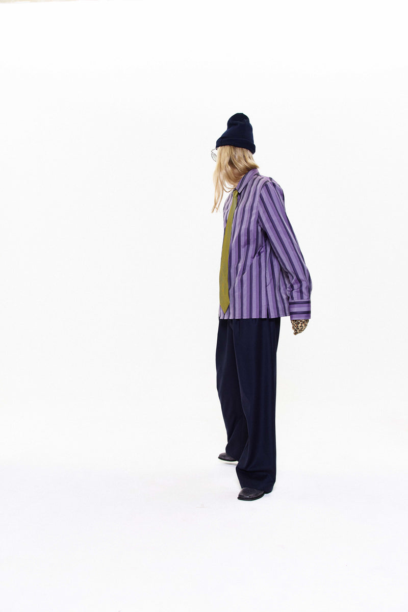 "ARI" PURPLE STRIPE BUTTON UP SHIRT