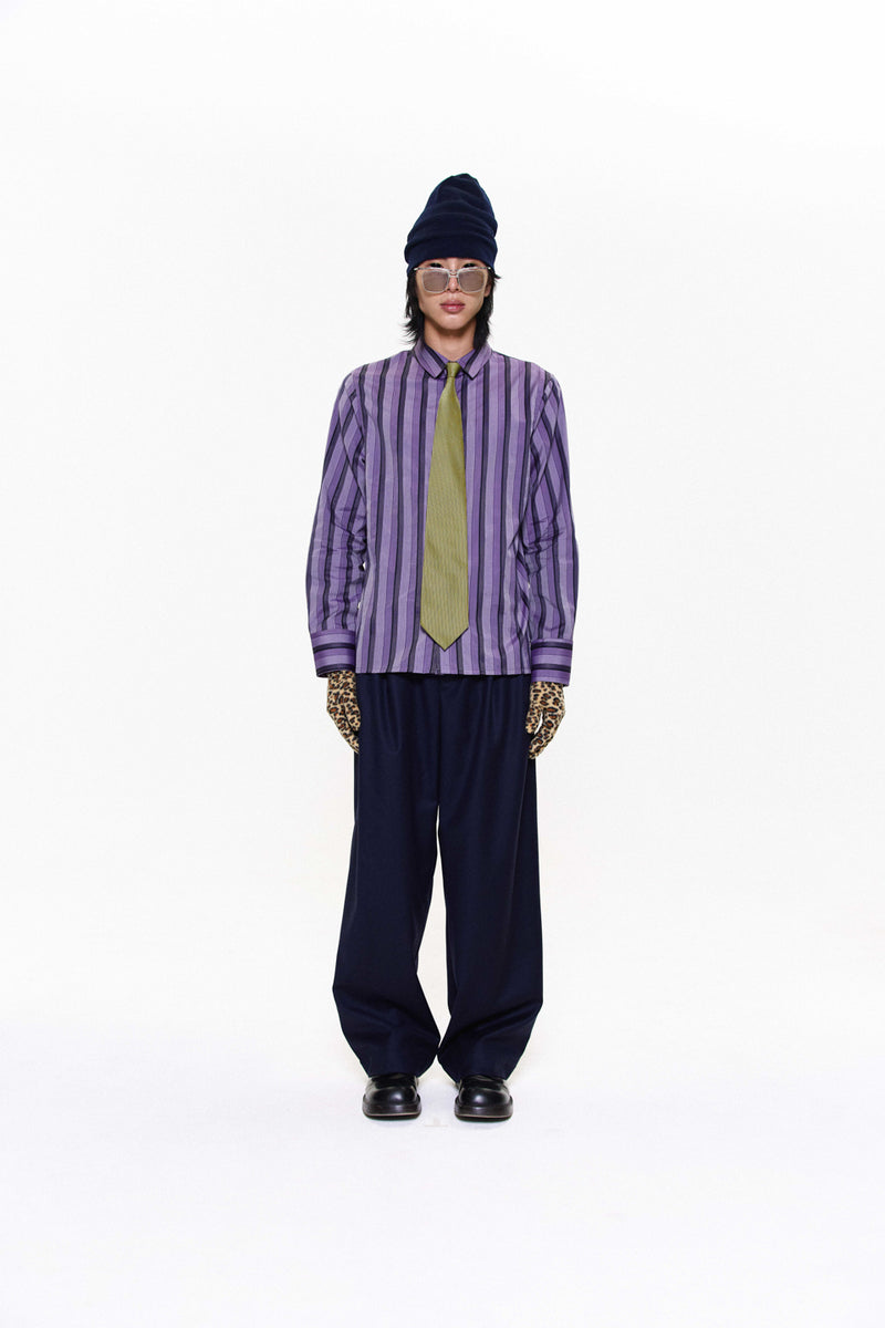 "ARI" PURPLE STRIPE BUTTON UP SHIRT