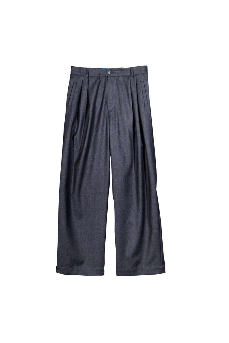 "SAORI" WOOL CASHMERE TROUSER / GREY