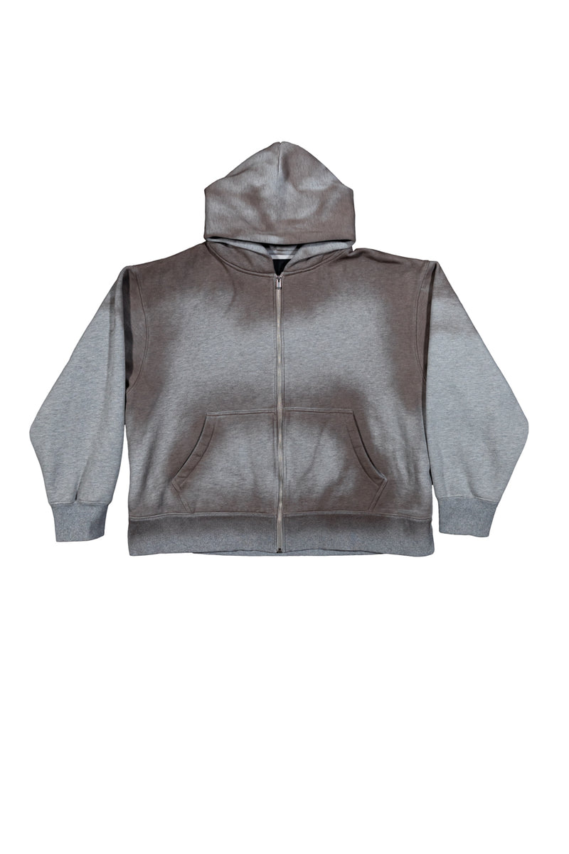 "SAM" DIRTY HOOD ZIPPER GREY MARLE