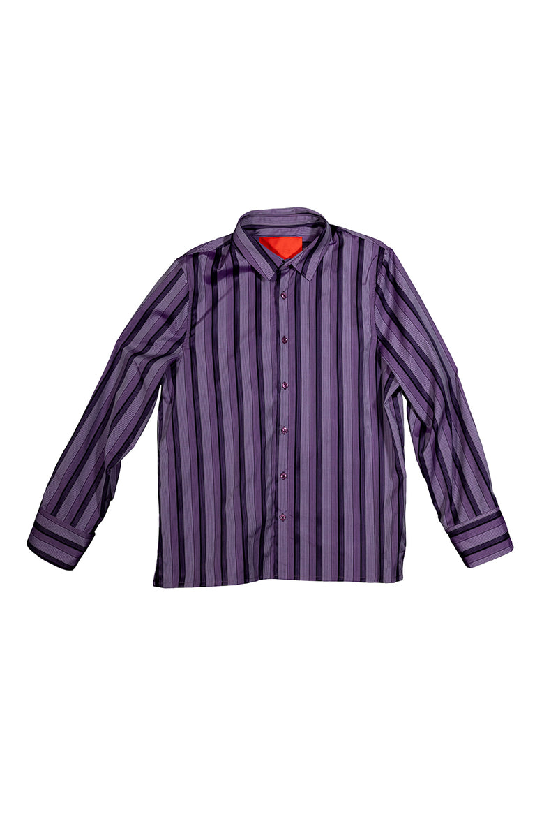 "ARI" PURPLE STRIPE BUTTON UP SHIRT