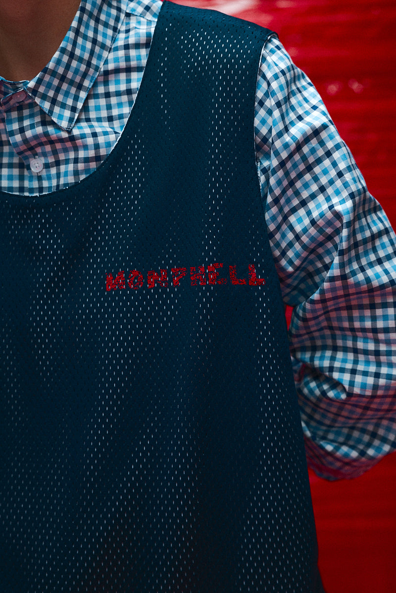 "Muggsy" Mesh singlet Navy/White