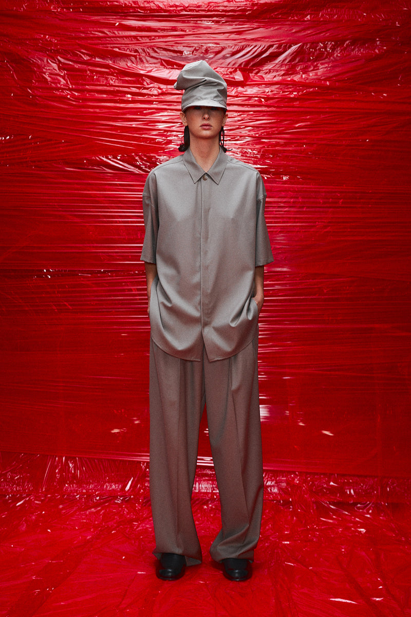 "Saori"  Double pleated wool trouser Sand