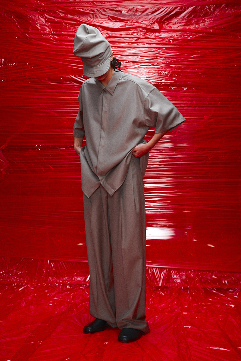 "Saori"  Double pleated wool trouser Sand