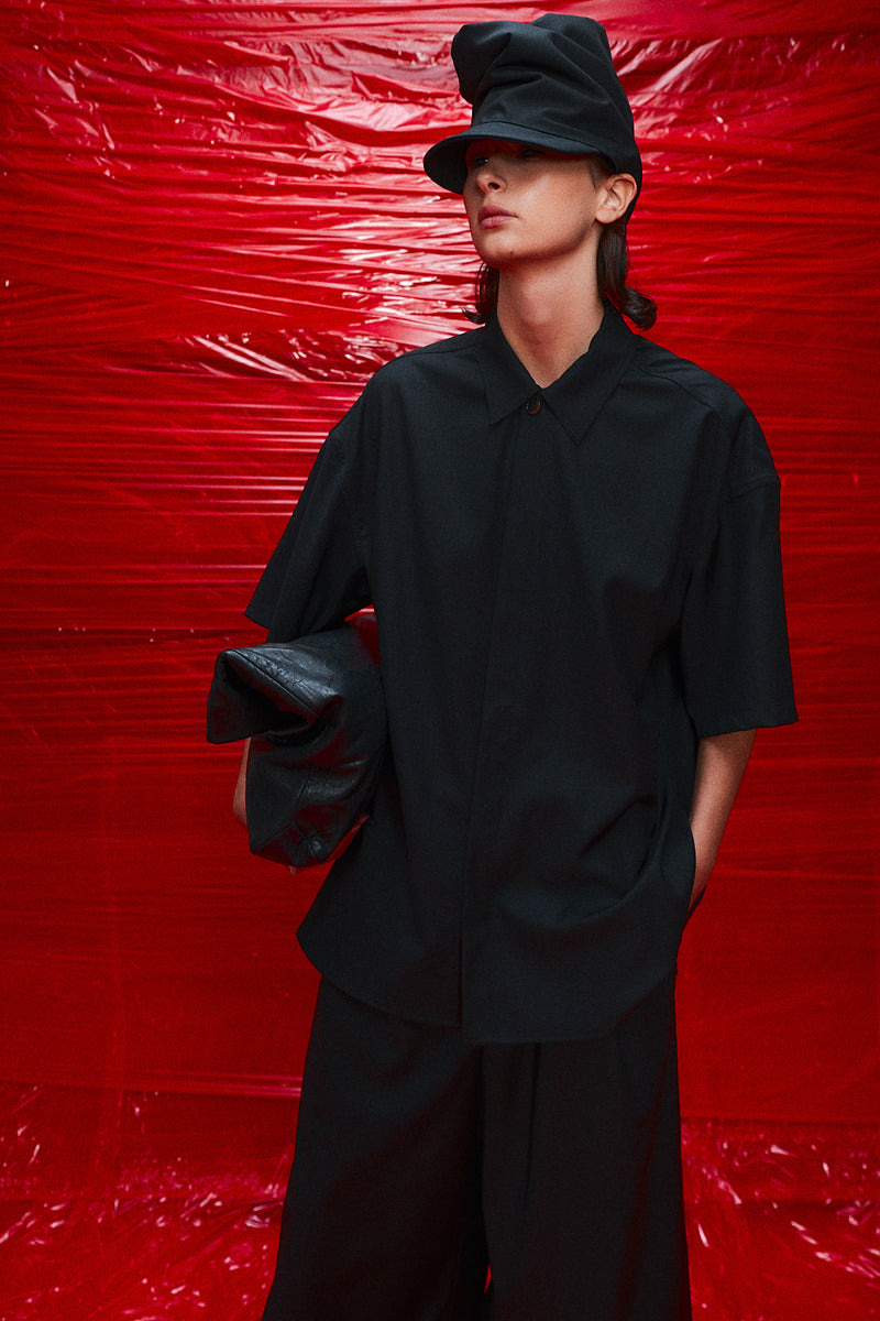 "Keiko" button up shirt short sleeve black