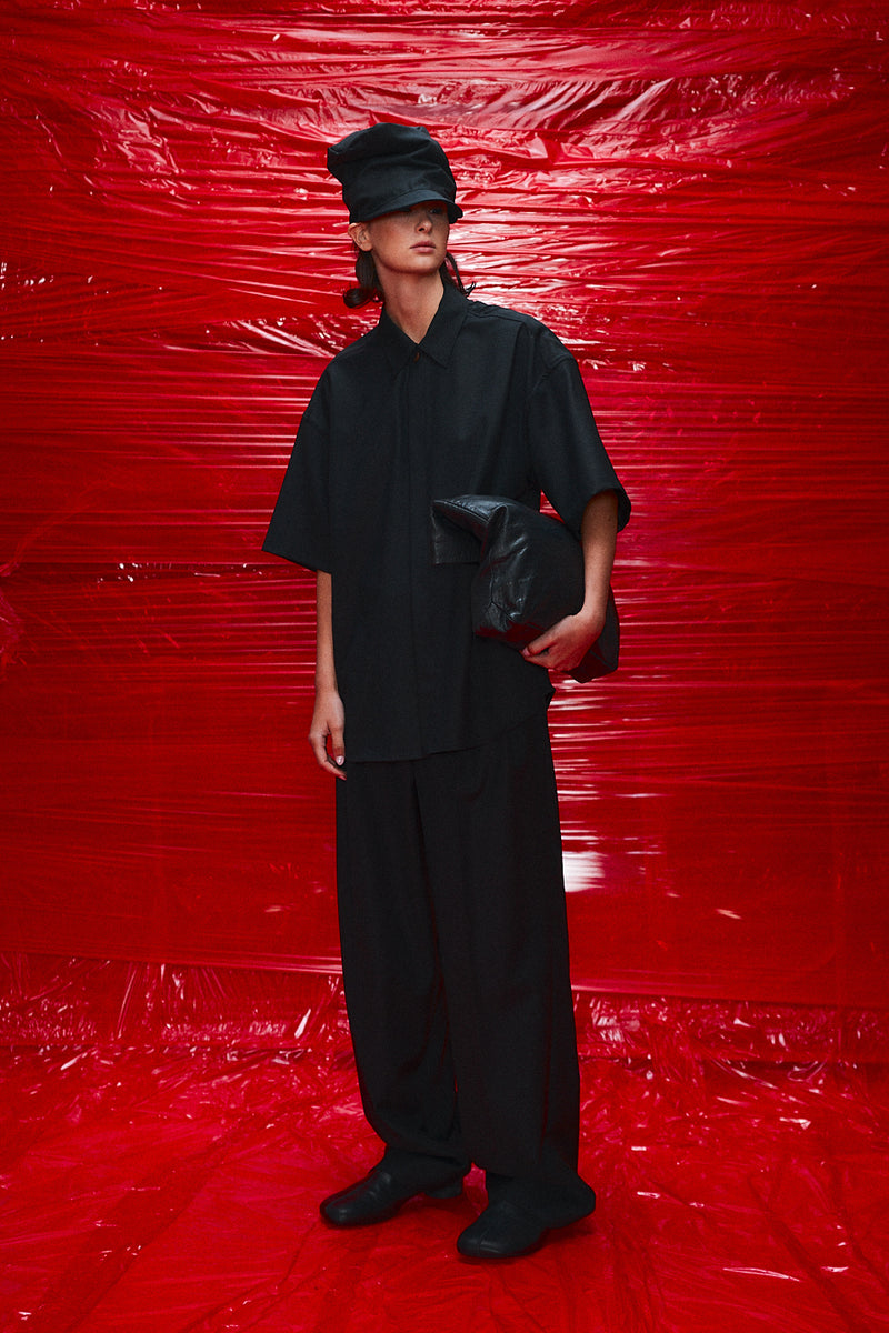 "Saori"  Double pleated wool trouser Midnight