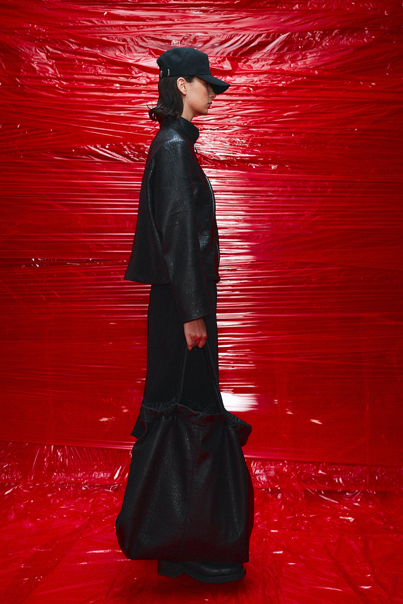 "Sonda" Black leather oversized tote bag