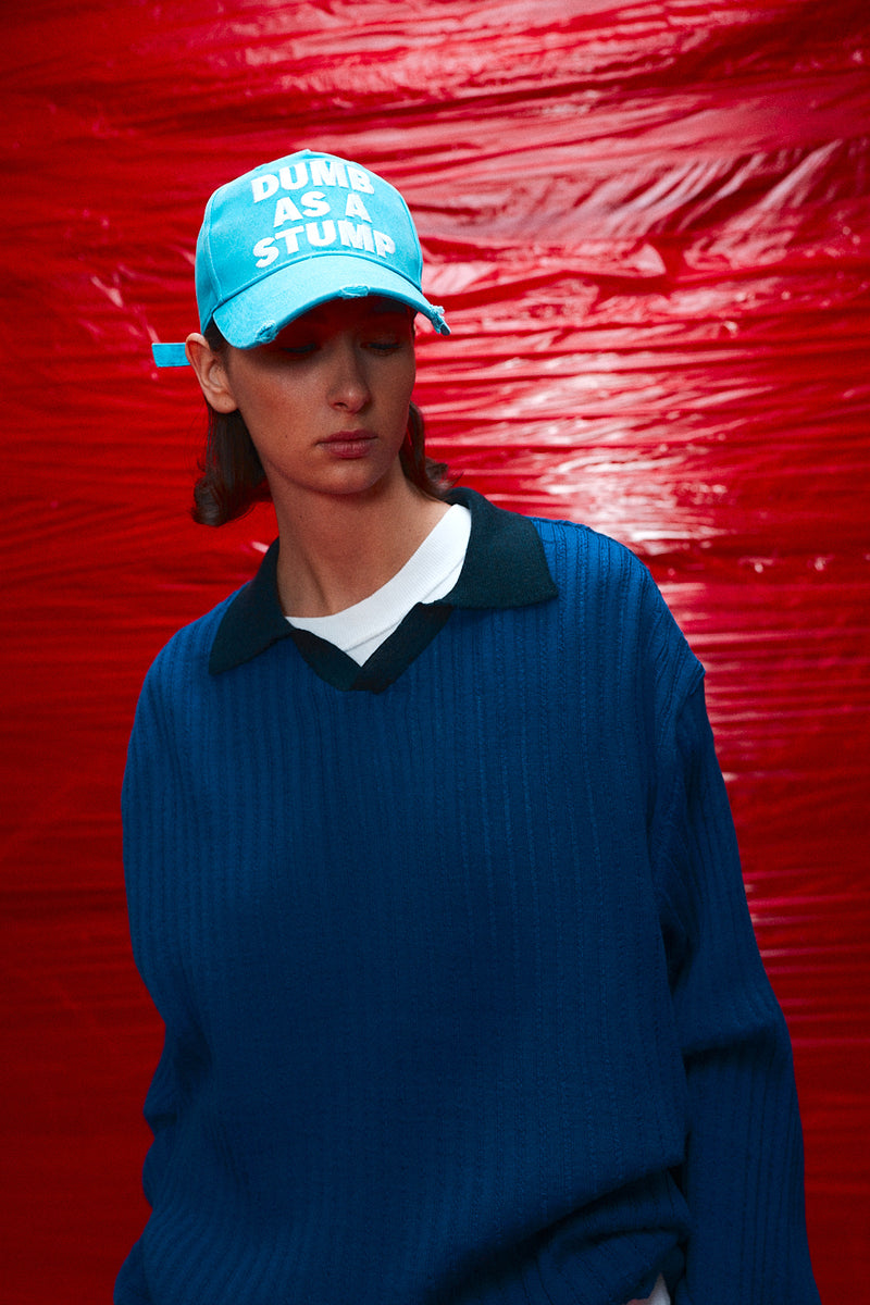 "Dumb as a stump" hat blue
