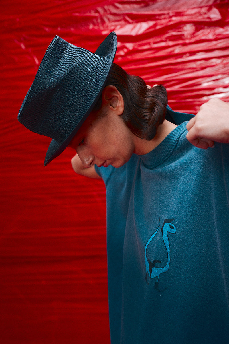 "Abe" straw hat dark navy