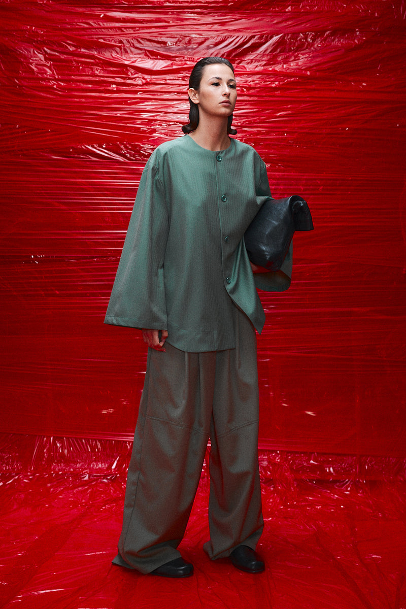 "Nino" Oversized trouser Herringbone shamrock