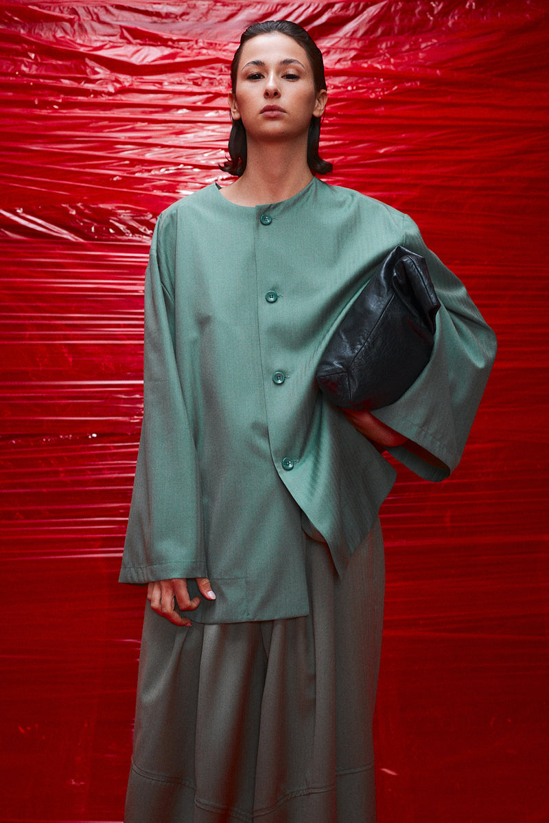 "Yoki" button up shirt sage green