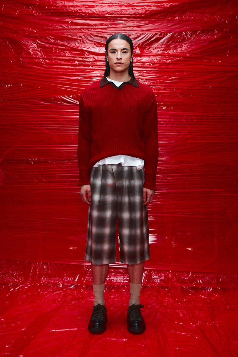 "Bermudas" Cotton 3/4 Shorts plaid check dark