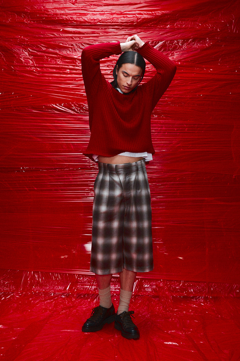 "Bermudas" Cotton 3/4 Shorts plaid check dark