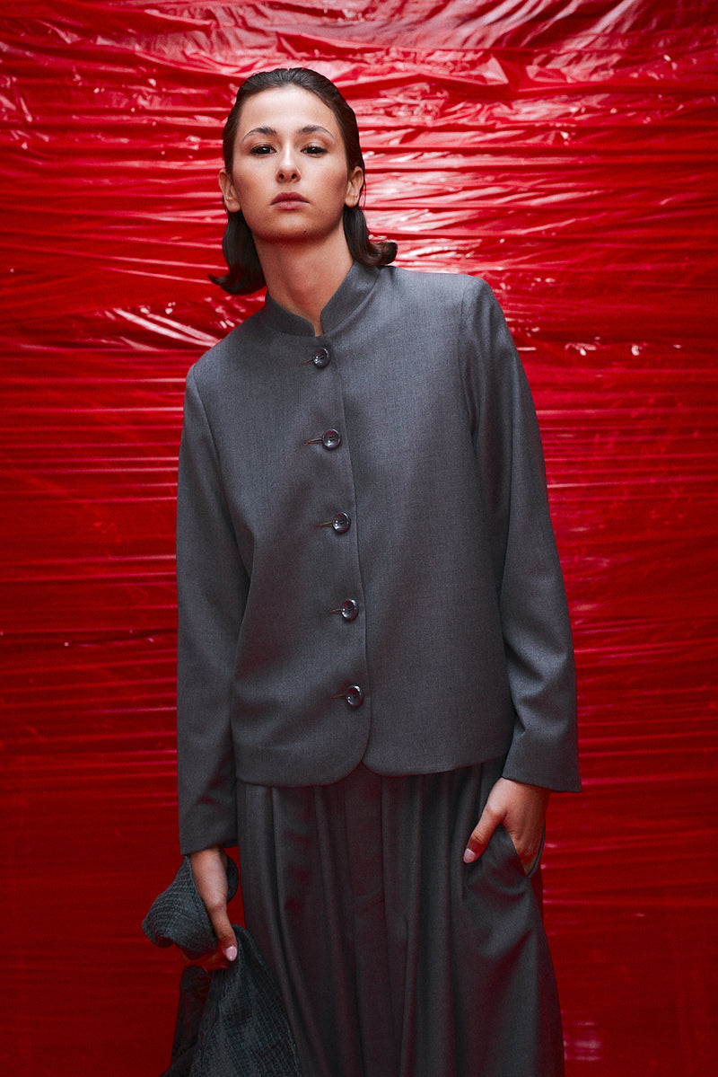 "Hruki jacket" Fitted jacket with buttons Brown