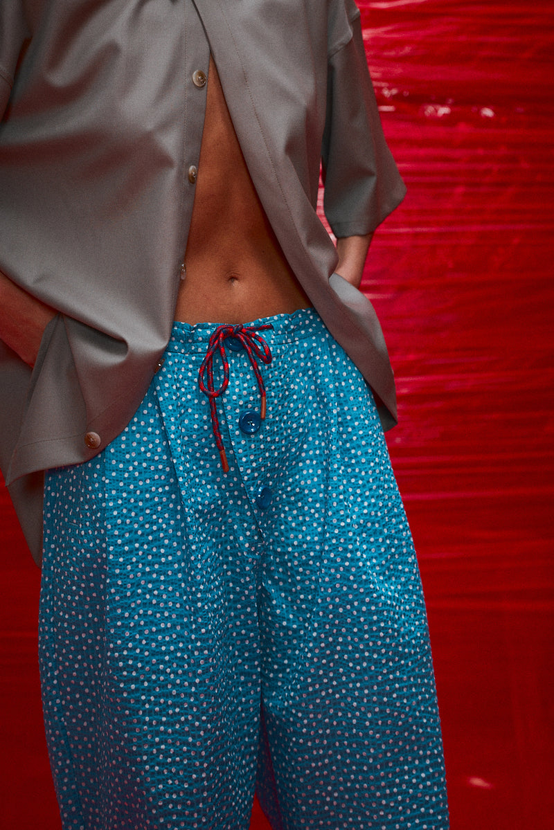 "Georgio" Cotton blue polka