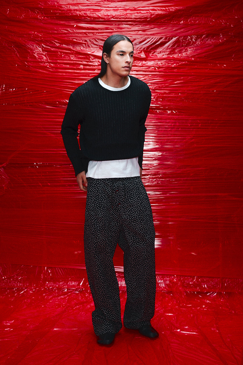 "Georgio" Cotton black polka