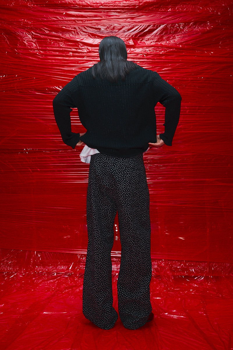 "Georgio" Cotton black polka