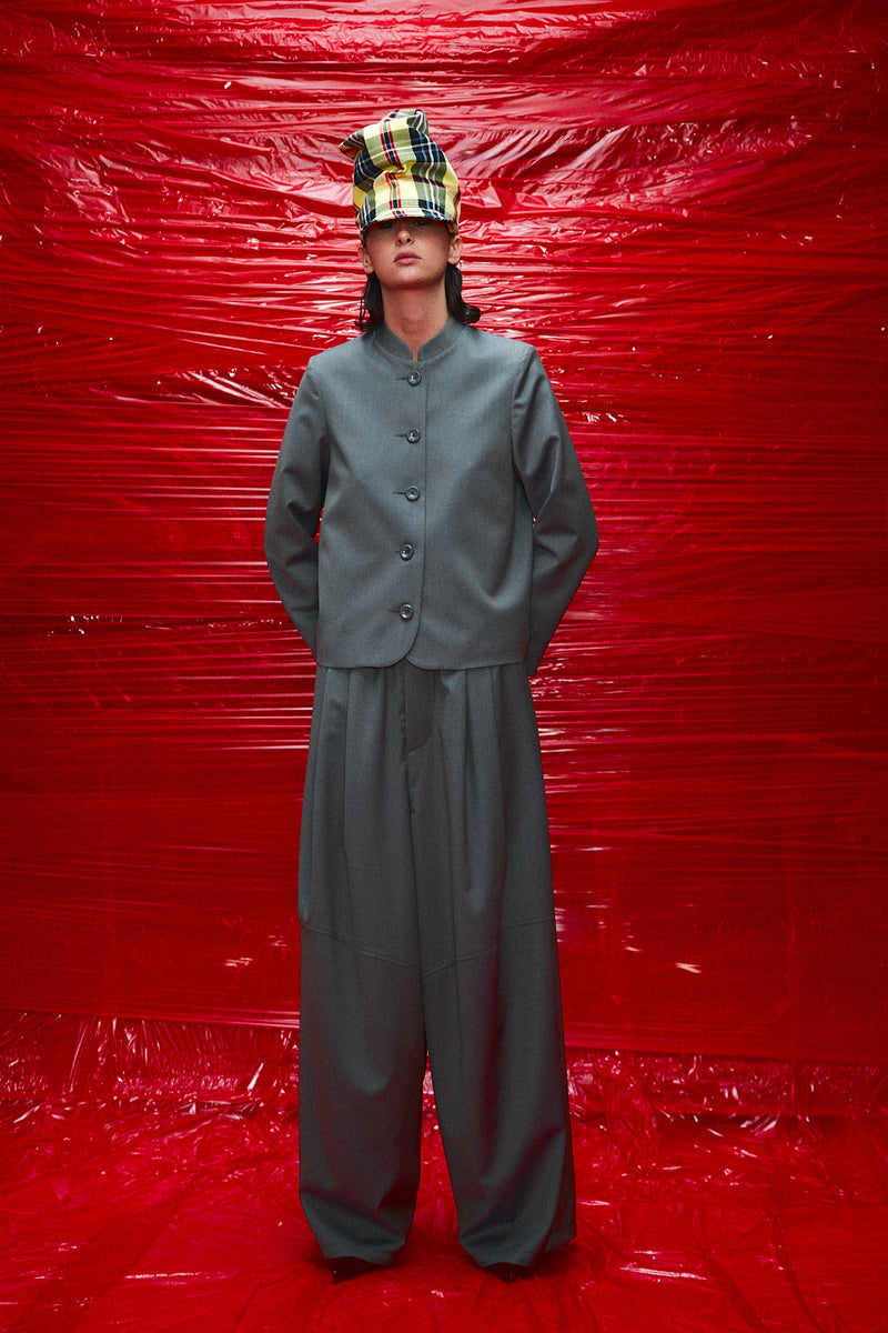 "Nino" Oversized trouser Herringbone marine blue