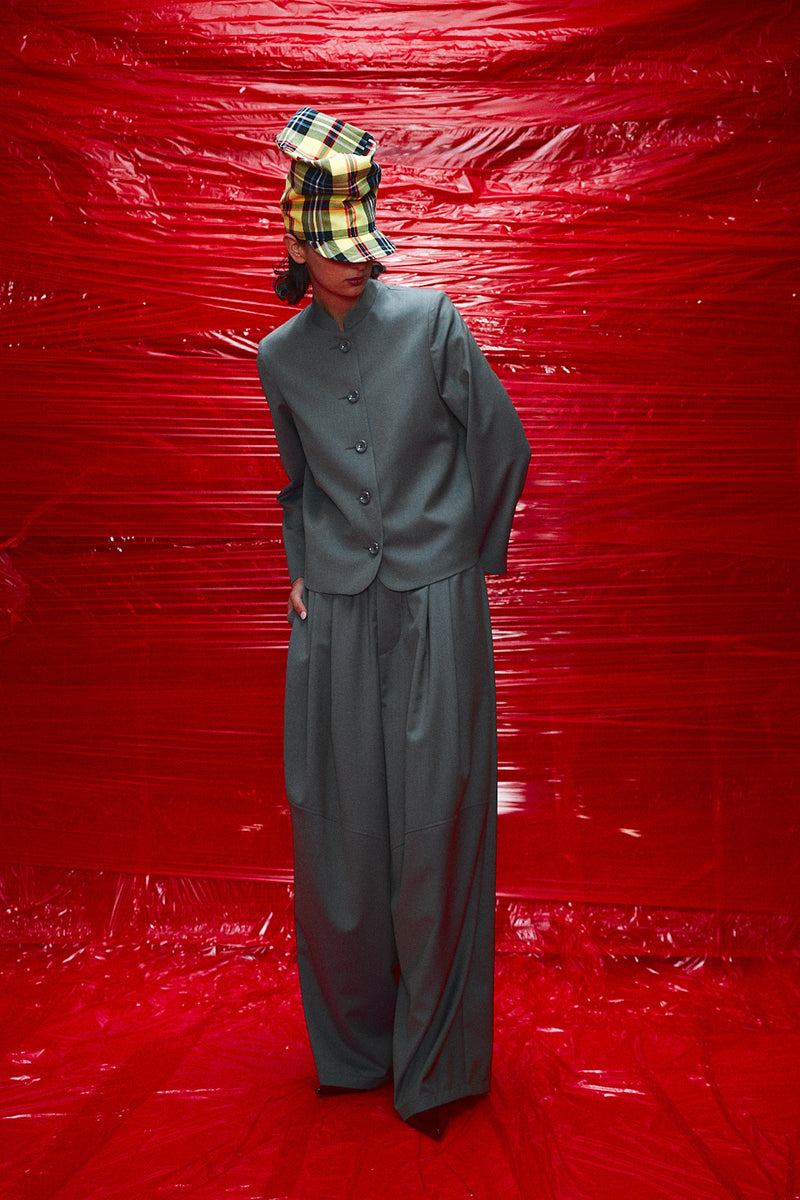 "Hruki jacket" Fitted jacket with buttons marine blue