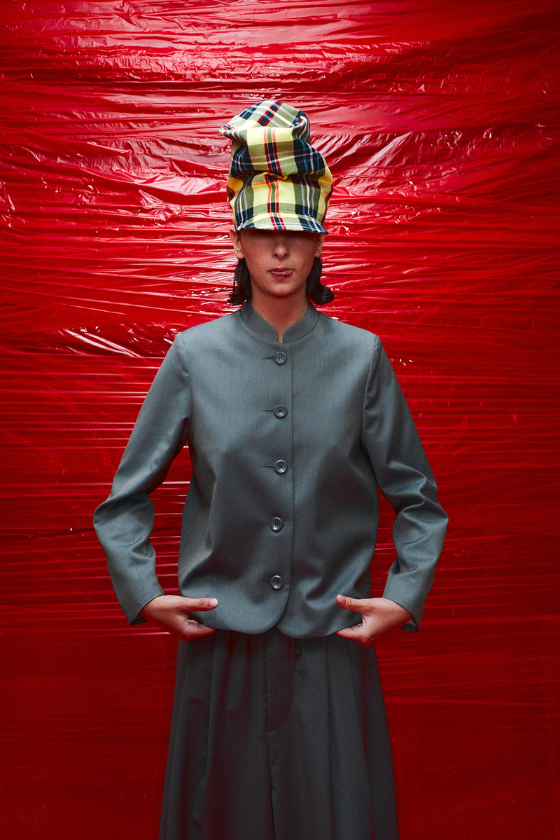 "Hruki jacket" Fitted jacket with buttons marine blue