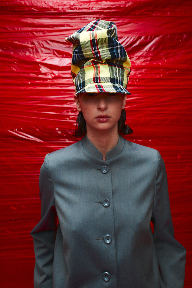 "conductor" high hat yellow tartan