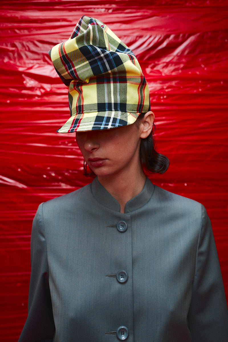 "conductor" high hat yellow tartan
