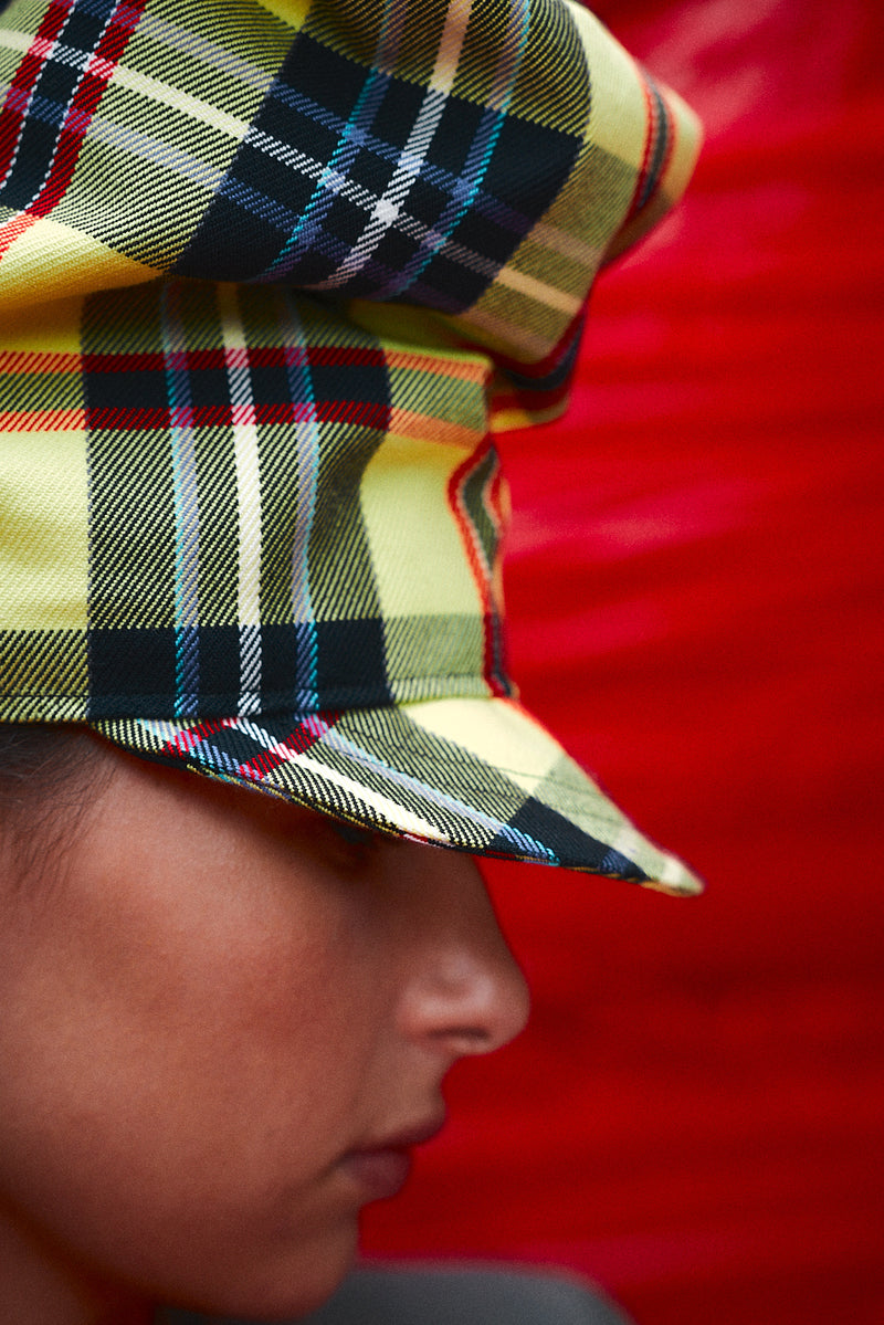 "conductor" high hat yellow tartan