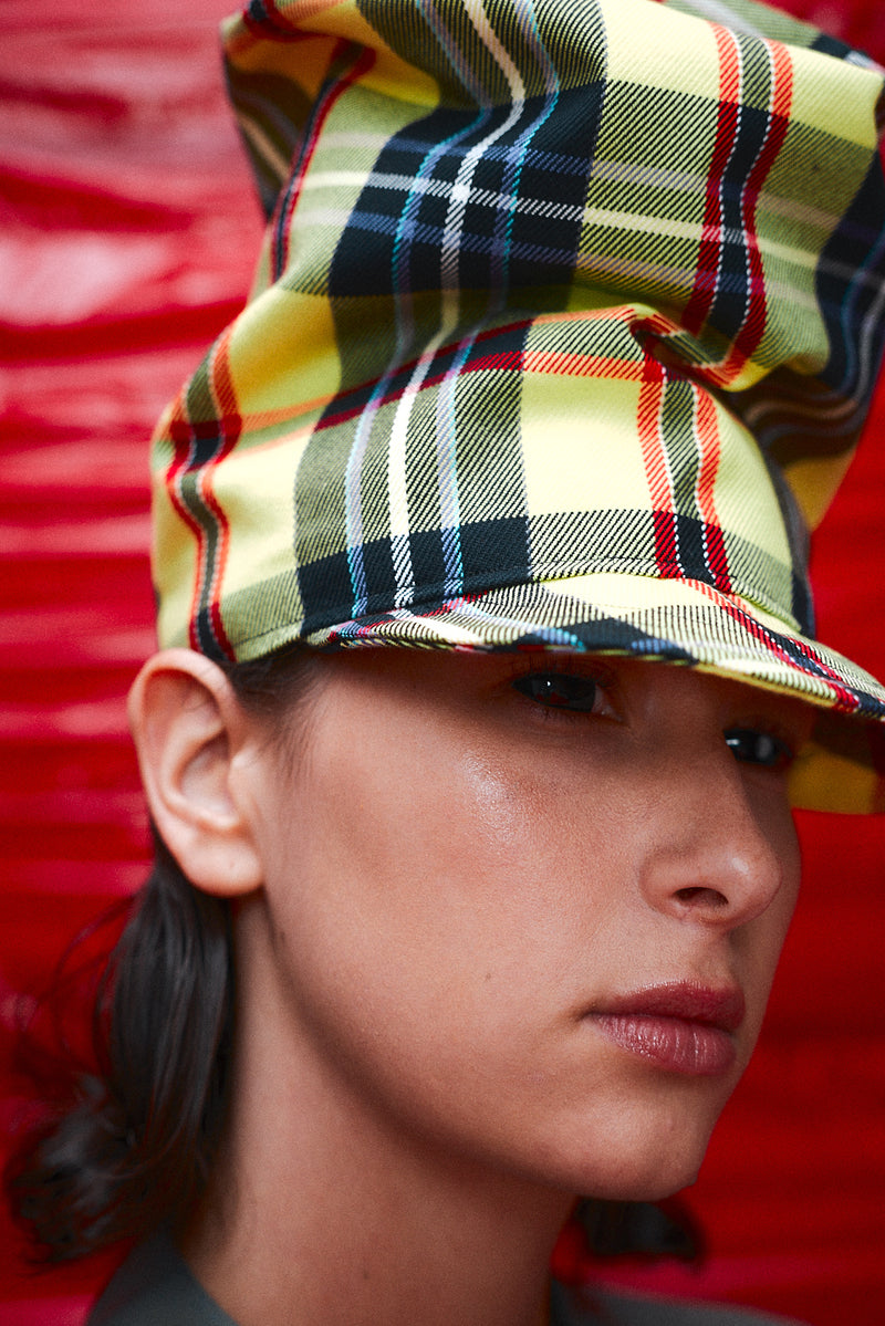 "conductor" high hat yellow tartan