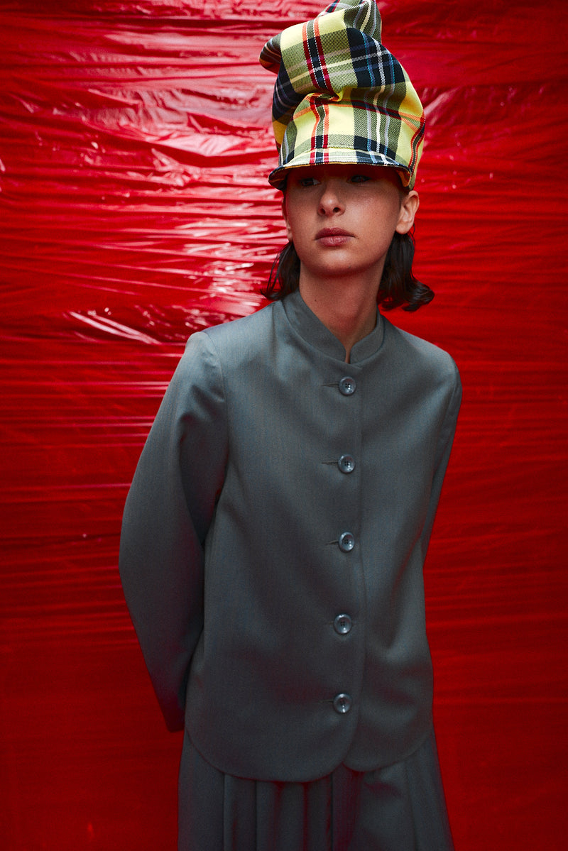 "Hruki jacket" Fitted jacket with buttons marine blue