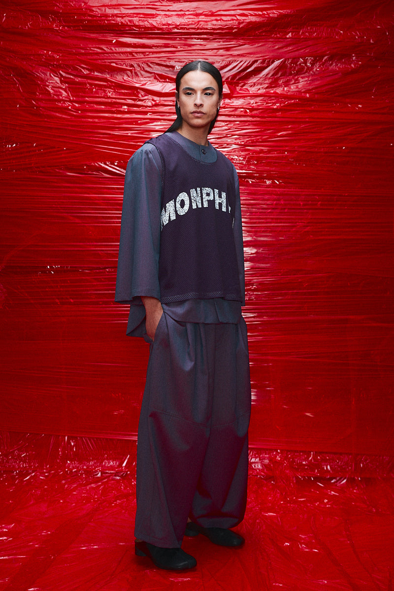 "Nino" Oversized trouser herringbone wool grape