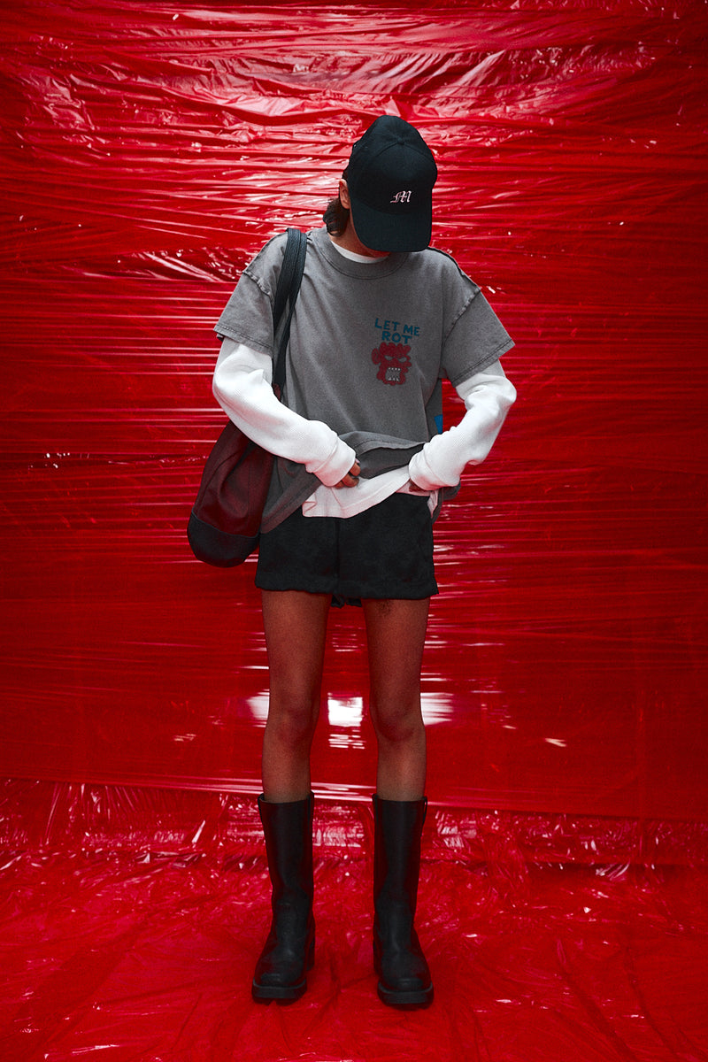 "Ami" glossy cupro mini short