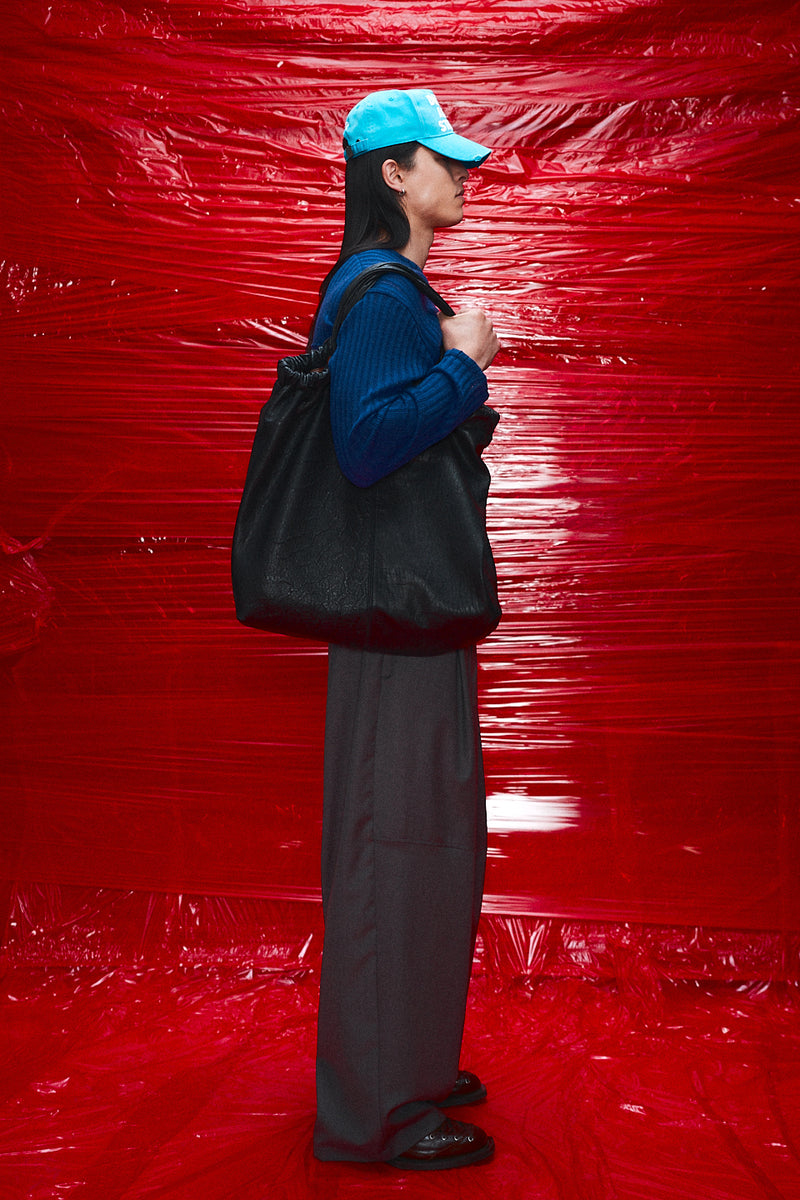 "Sonda" Black leather oversized tote bag