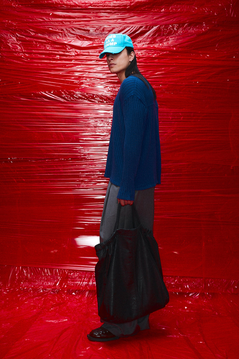 "Sonda" Black leather oversized tote bag