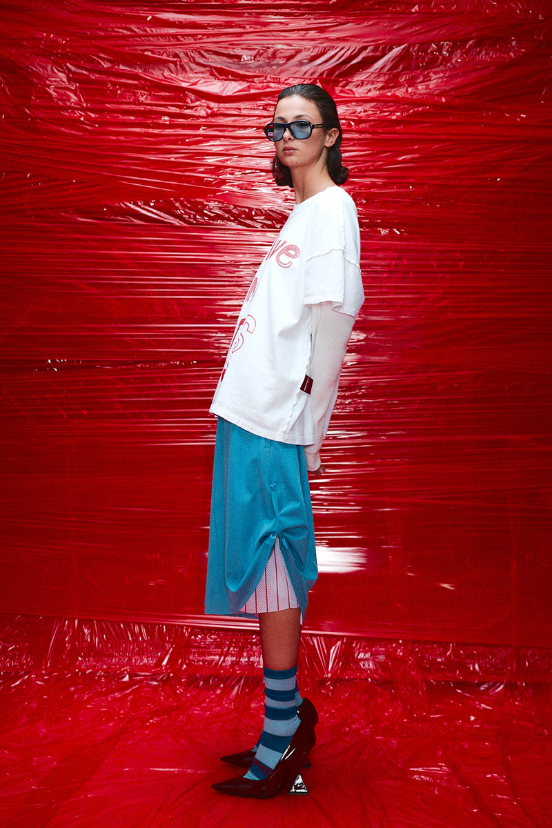 "paris" 3/4 Basketball mesh short sky blue