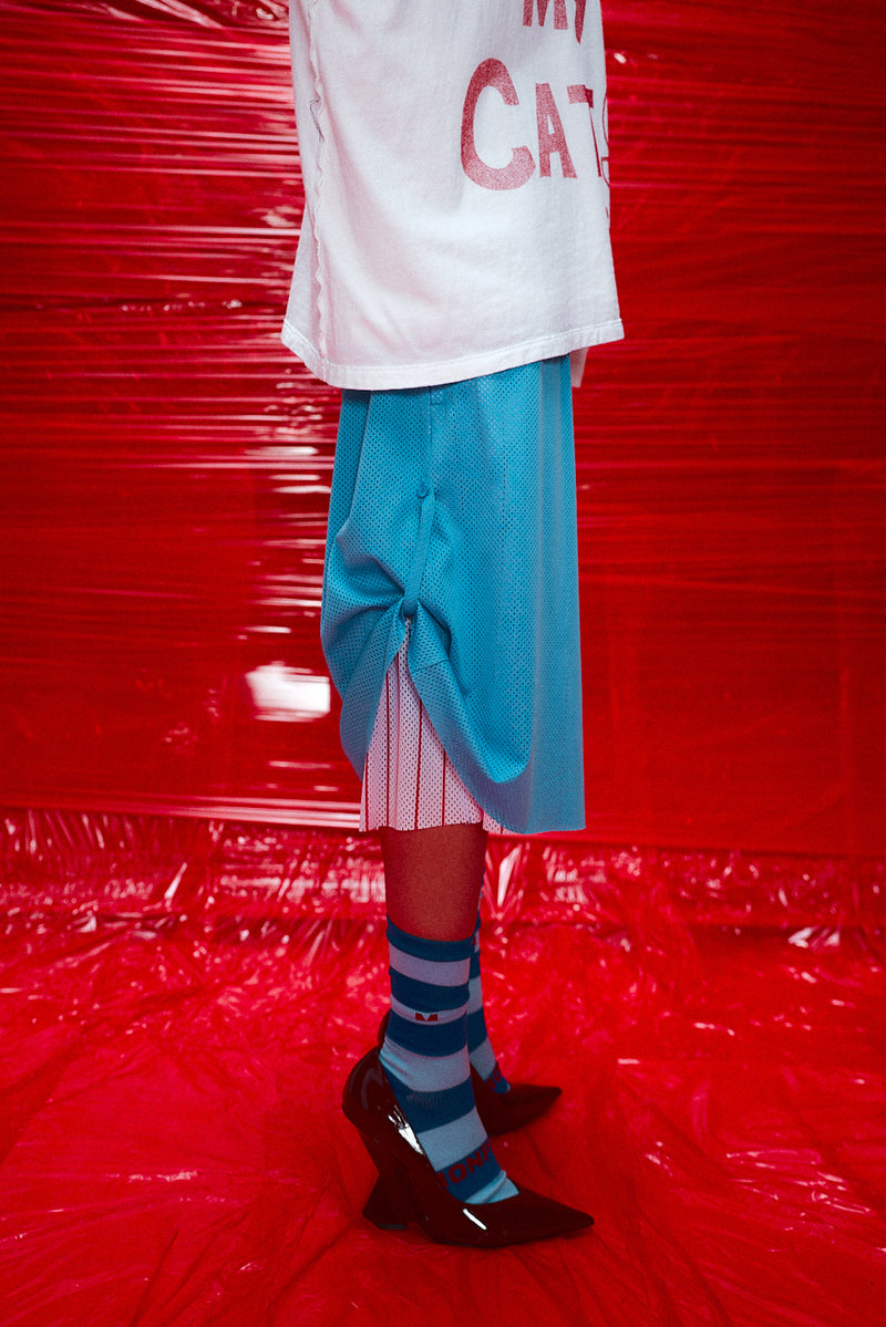 "paris" 3/4 Basketball mesh short sky blue
