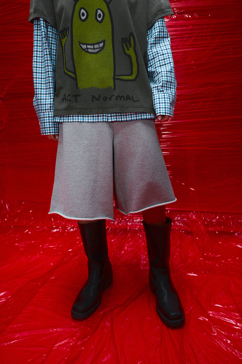 "Yuki" wide terry short grey marle