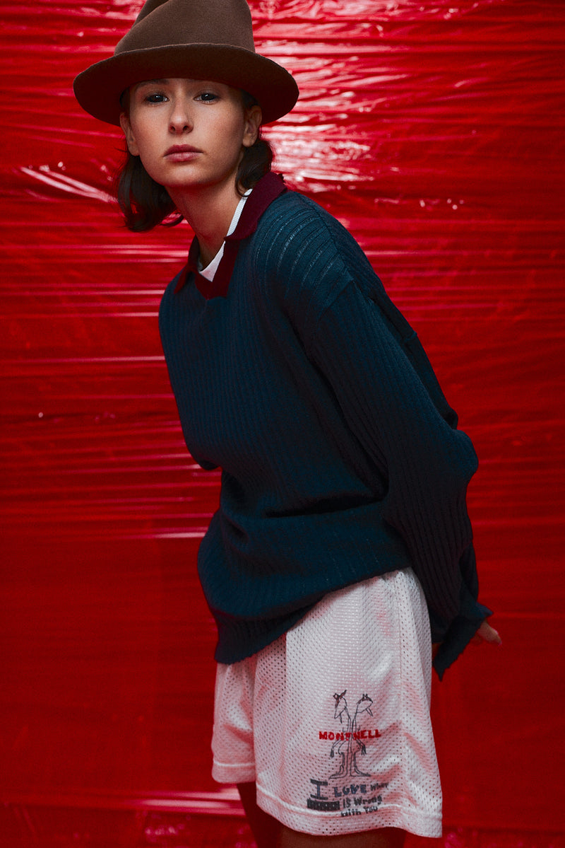 "Alexi" Basketball mesh short cream