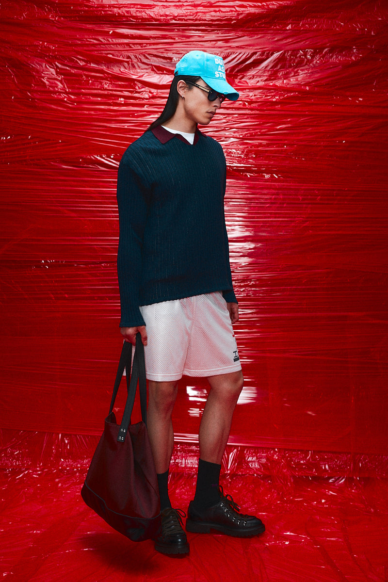 "Loui" Merino wool long sleeve knit with collar midnight/brown