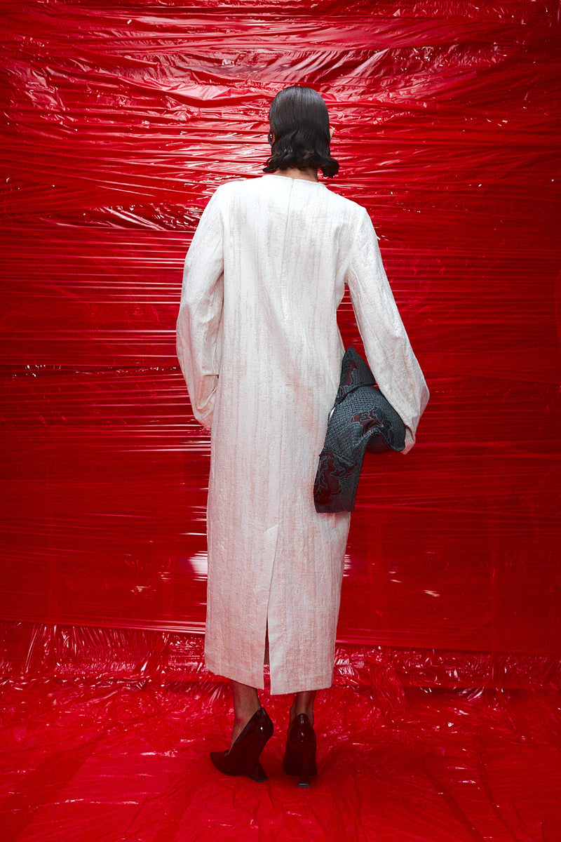 "Marion" Balloon sleeve dress cotton white