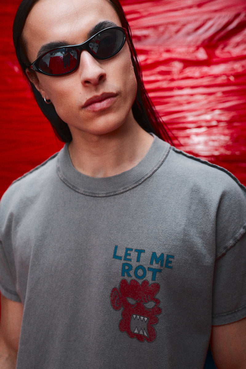 "Let me rot" T-shirt brushed metal