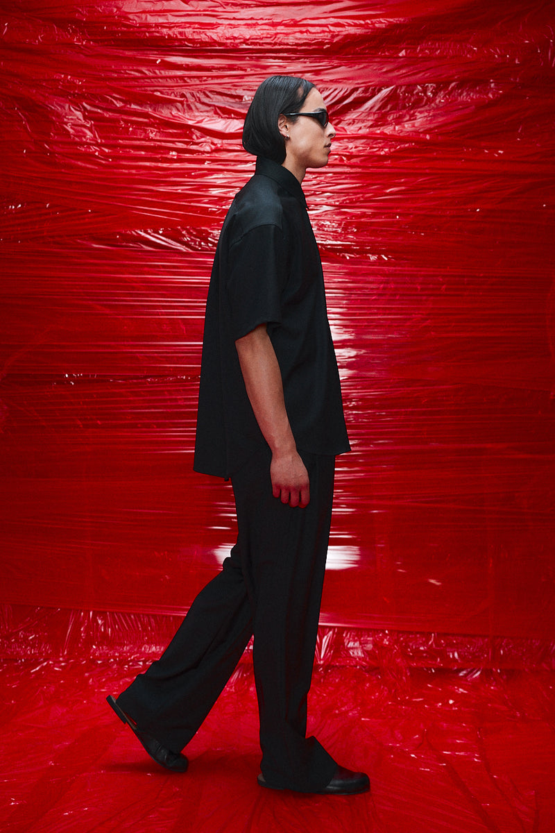 "Keiko" button up shirt short sleeve black