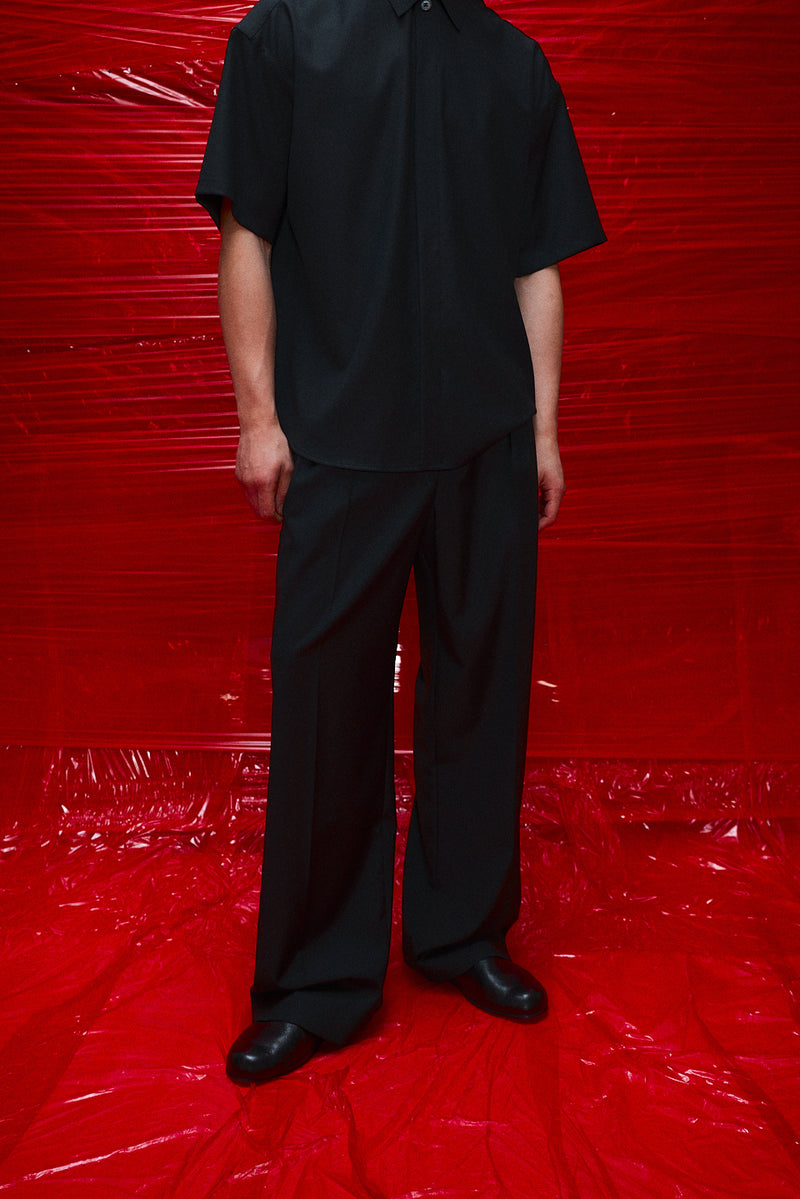 "Saori"  Double pleated wool trouser Midnight