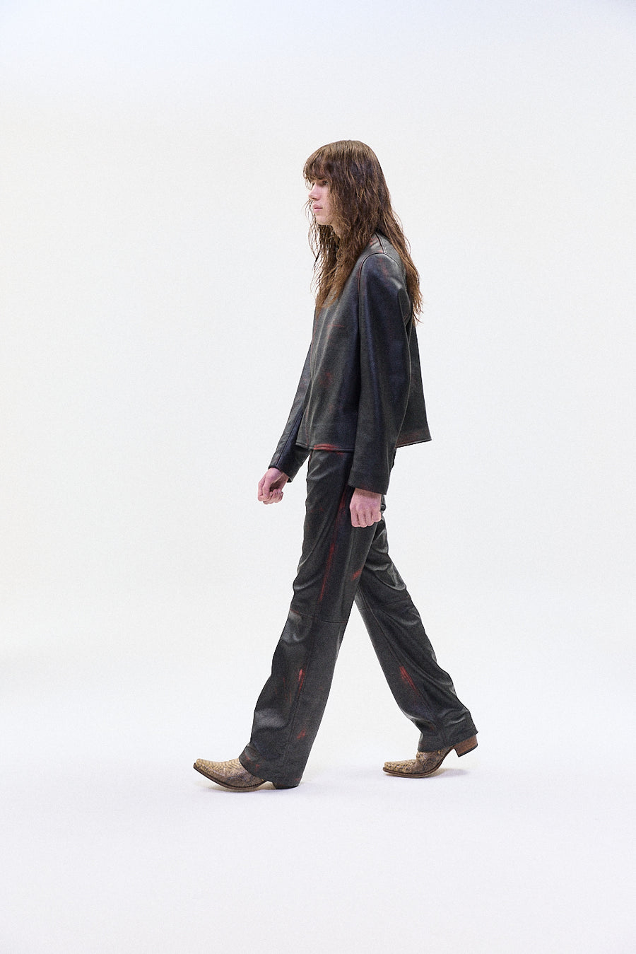 "IDA' two tone leather jacket
