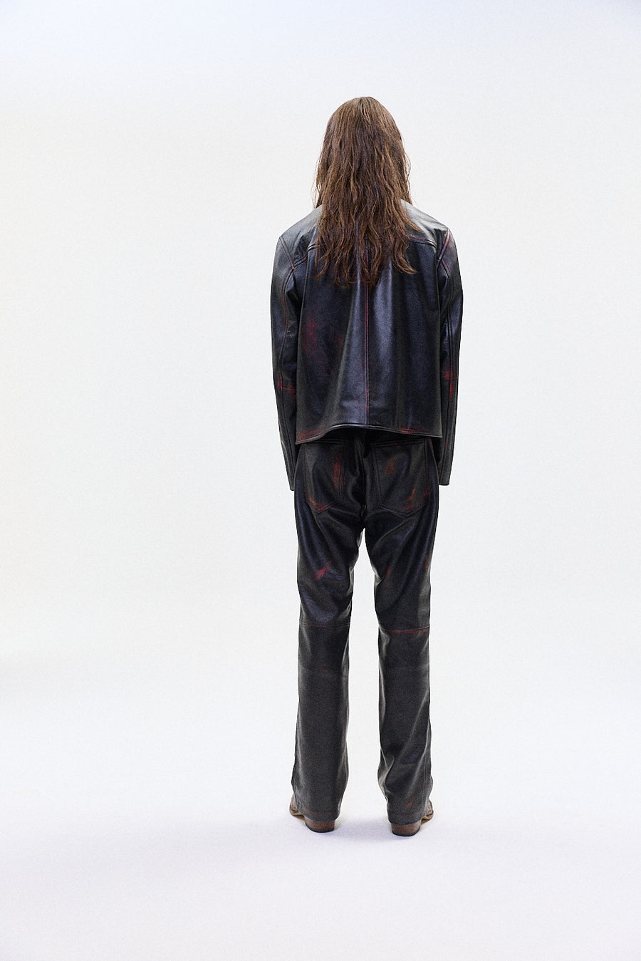 "IDA' two tone leather jacket