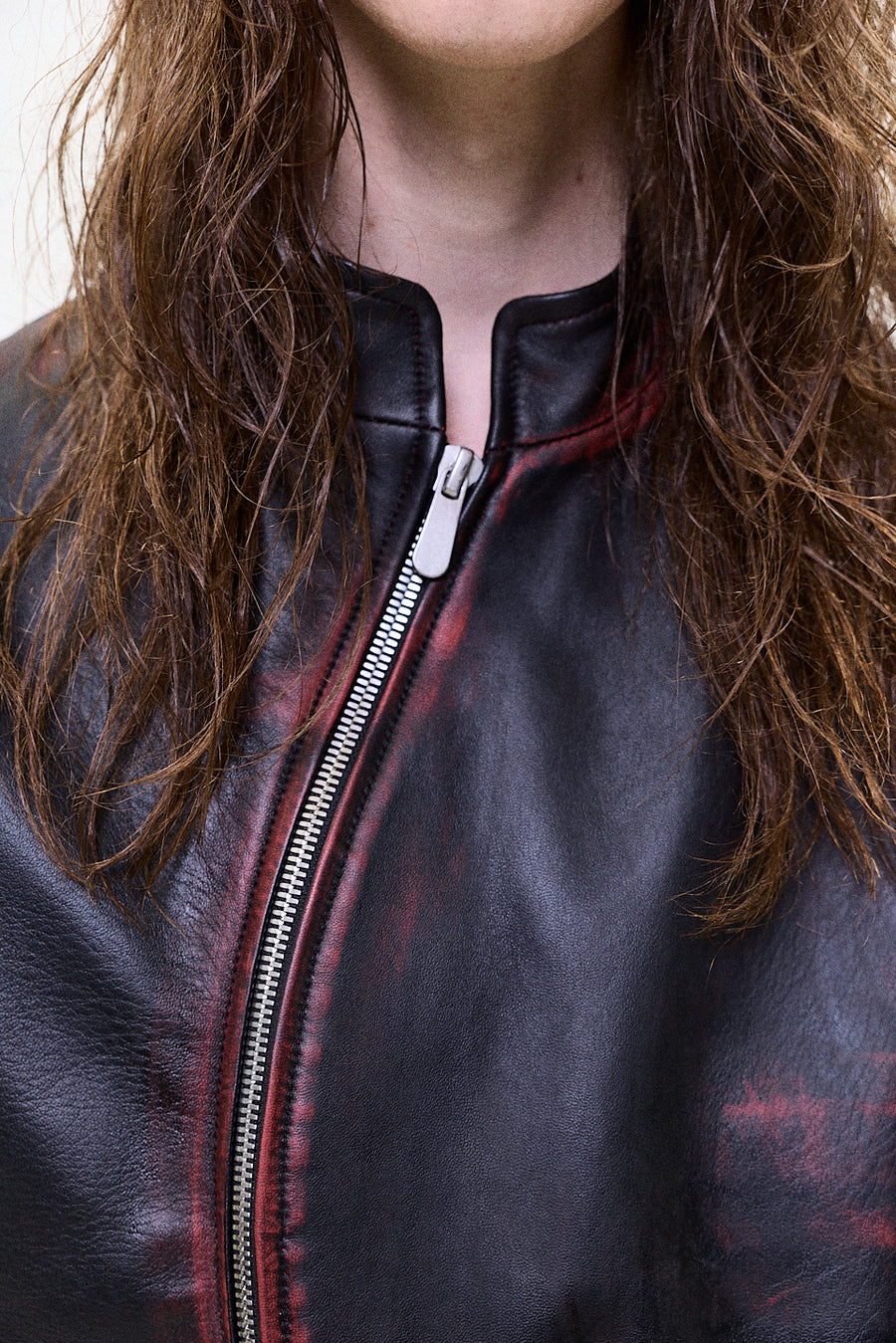 "IDA' two tone leather jacket