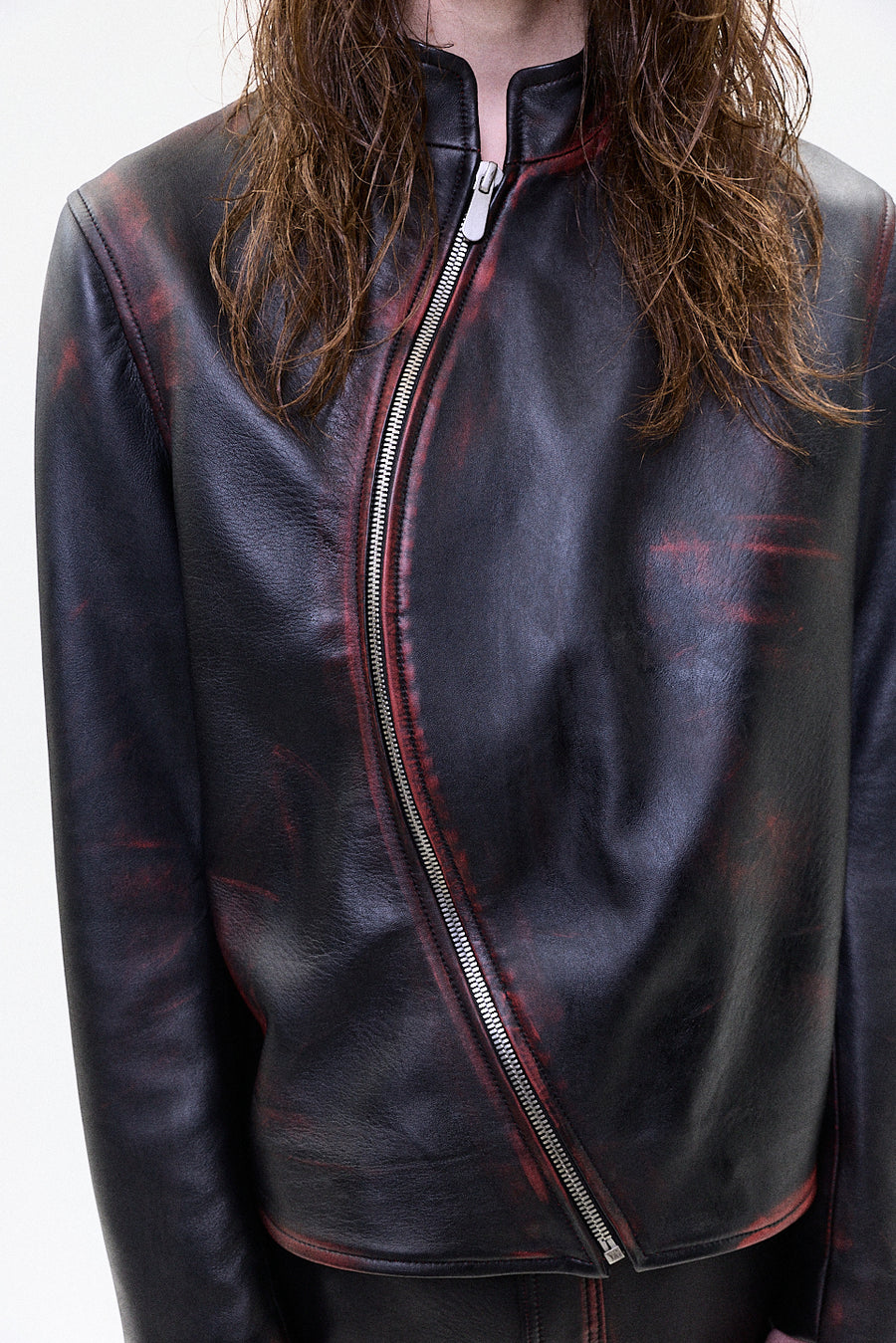 "IDA' two tone leather jacket