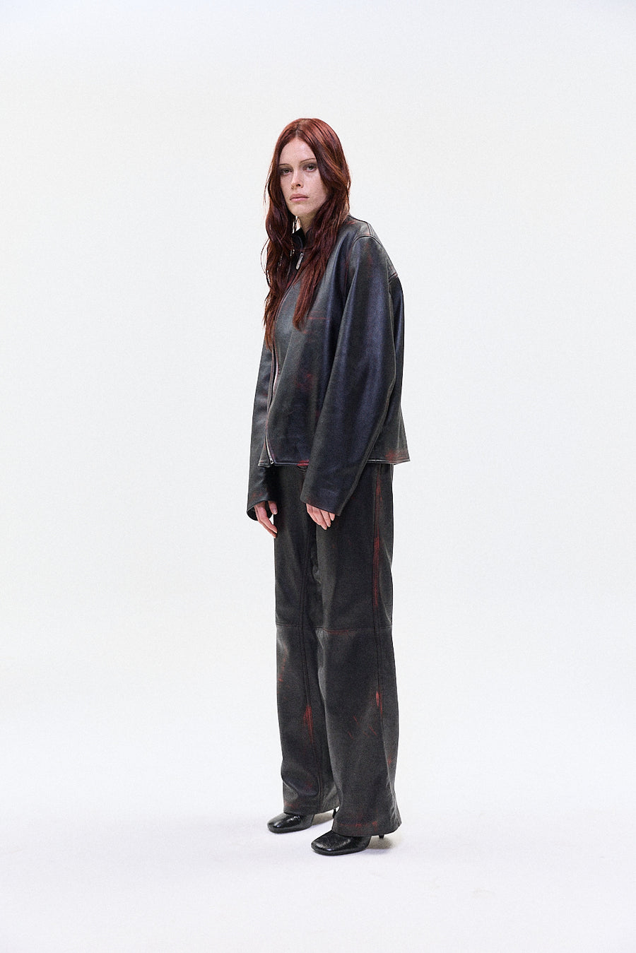 "IDA' two tone leather jacket