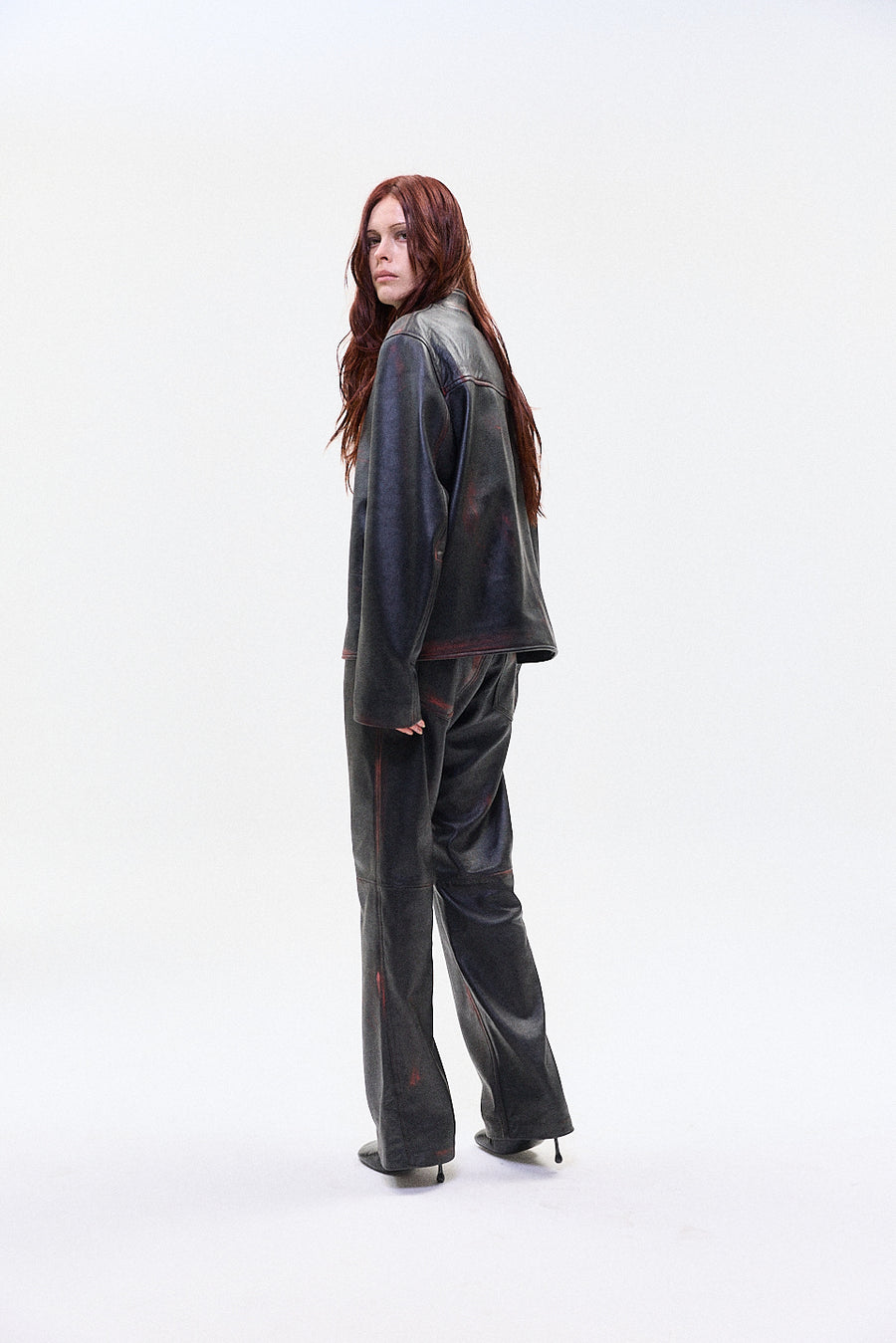 "IDA' two tone leather jacket