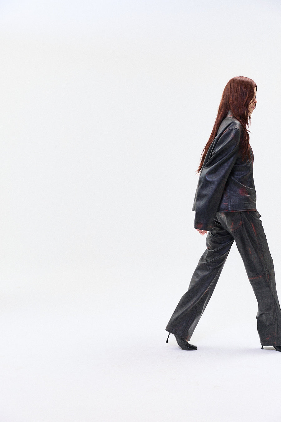 "IDA' two tone leather jacket